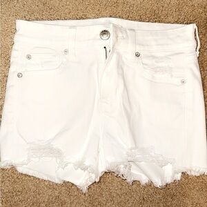 White Distressed Denim Shorts